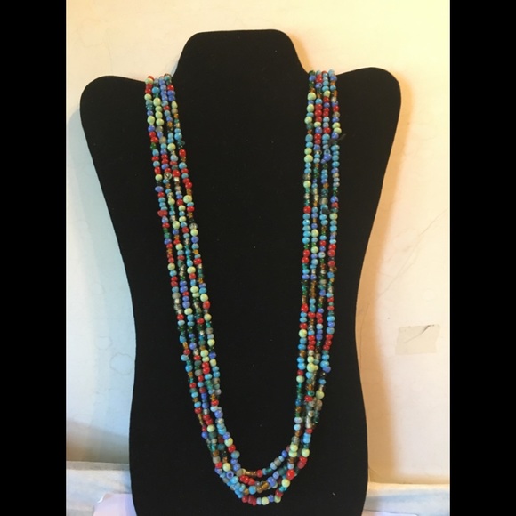 Multicolored glass  beaded necklace - Picture 1 of 1